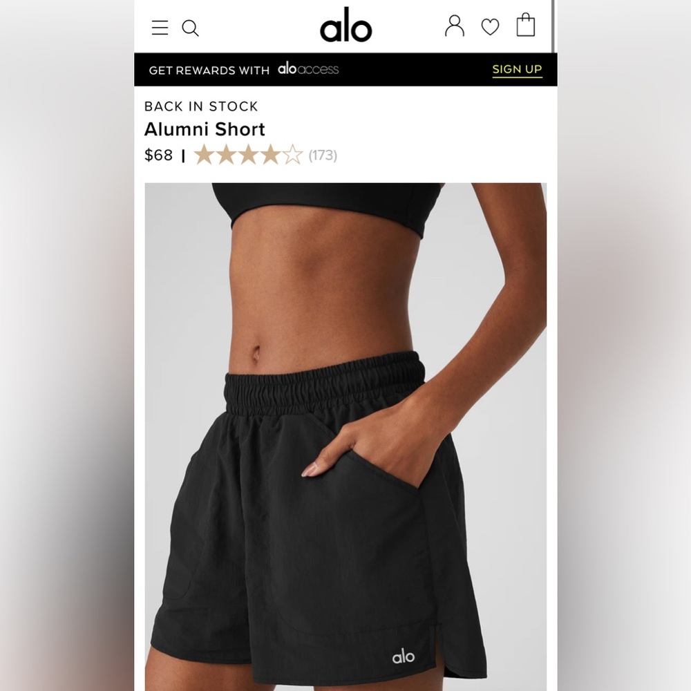 ALO Yoga Black Alumni Athletic Shorts